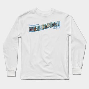 Greetings from Helsinki in Finland Vintage style retro souvenir Long Sleeve T-Shirt